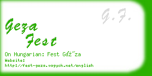 geza fest business card